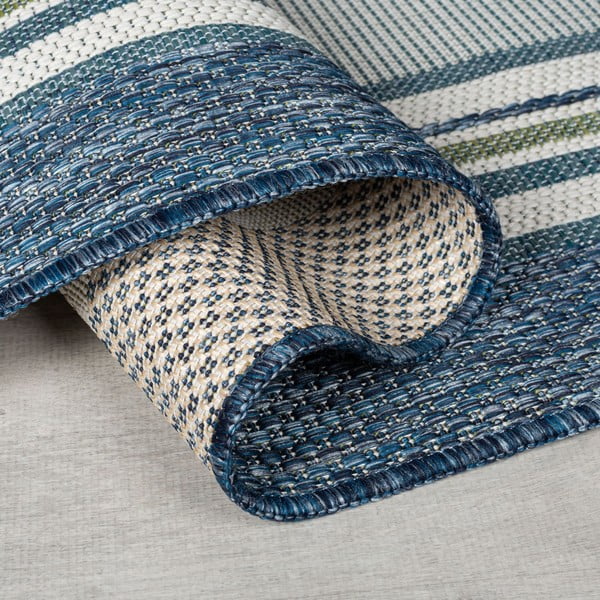 Kékeszöld kültéri-beltéri szőnyeg 120x170 cm Roma Stripe – Flair Rugs-image-2