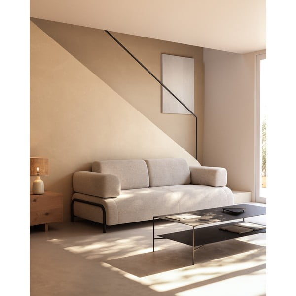 Fekete acél dohányzóasztal 60x140 cm Azisi – Kave Home-image-1