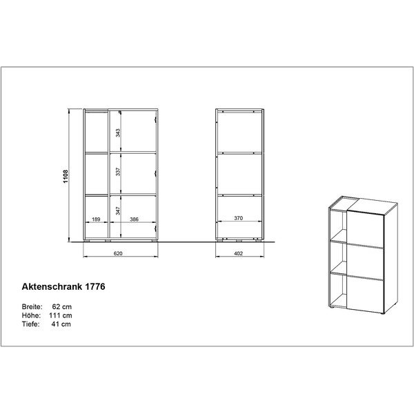 Sötétszürke könyvespolc tölgyfa dekorral 62x112 cm Olvera - Germania-image-4