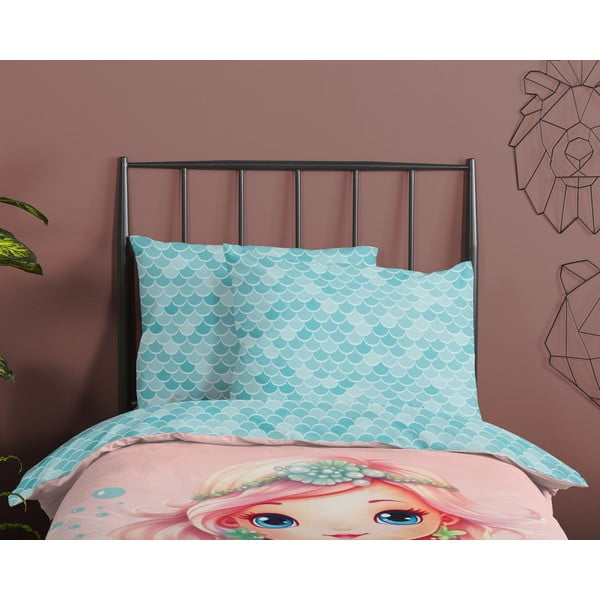 Kék-rózsaszín egyszemélyes pamut gyerek ágyneműhuzat 140x200 cm Alisse – Good Morning-image-2