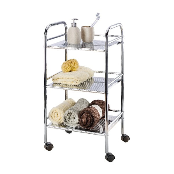 Ezüstszínű fém gurulós polcos állvány 41x75 cm – Wenko-image-2