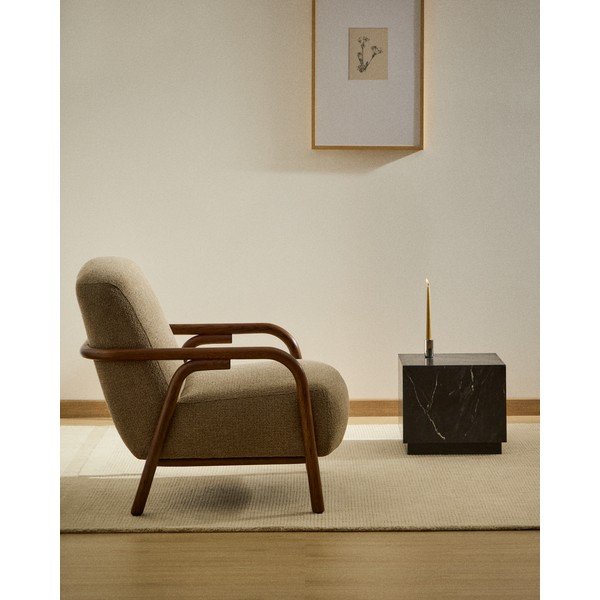 Szürkésbarna zsenília fotel Sylo – Kave Home-image-1