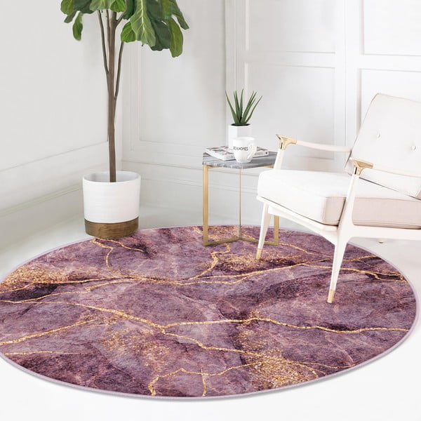 Rózsaszín mosható-robotporszívóval tisztítható kerek szőnyeg ø 80 cm Comfort – Mila Home-image-2