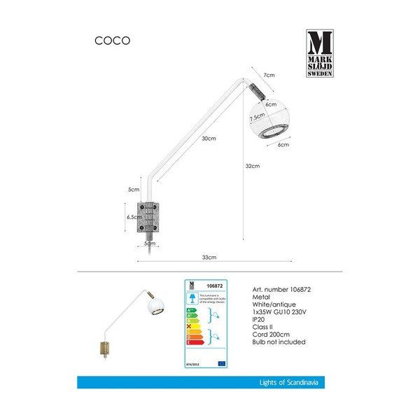 Coco fehér fali lámpa - Markslöjd-image-2