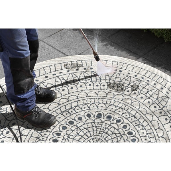 Porto szürke-krémszínű kültéri szőnyeg, ø 200 cm - NORTHRUGS-image-4