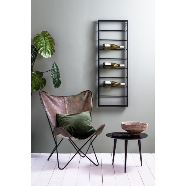 Fekete fali fém bortartó polcos állvány 42x120x6 cm Macaben – Light & Living-image-2