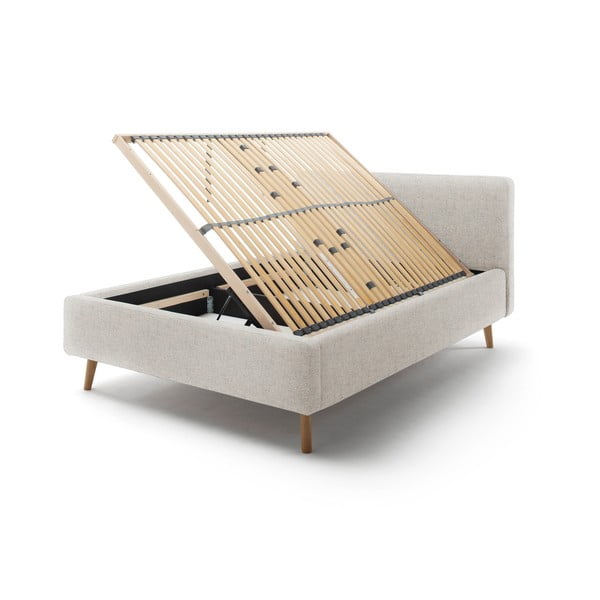 Bézs kárpitozott ágyneműtartós franciaágy ágyráccsal 140x200 cm Mattis – Meise Möbel-image-2