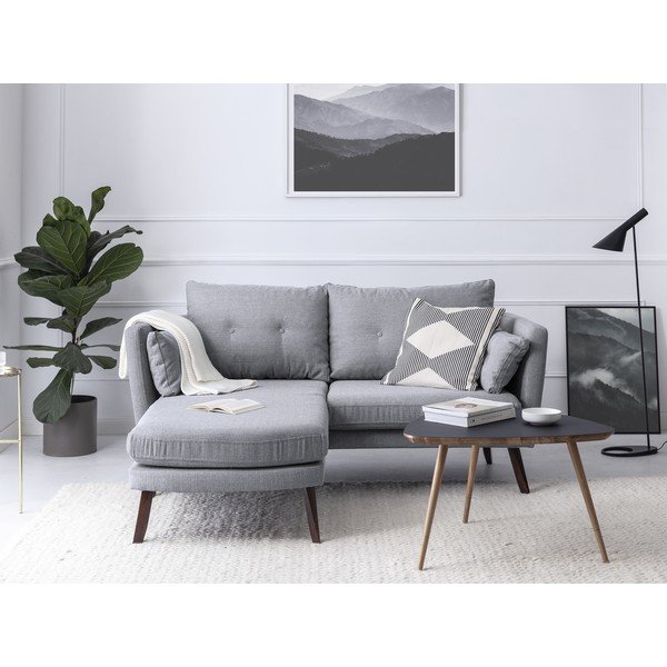 Elena világos szürke háromszemélyes kanapé, bal oldali fekvőfotellel - Mazzini Sofas-image-1