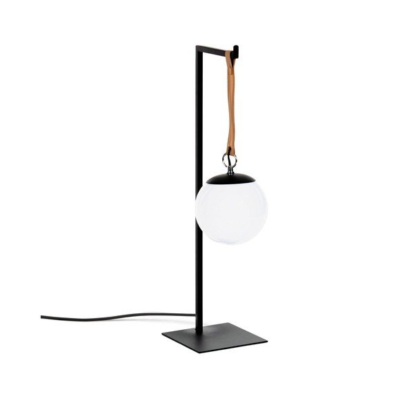 Fekete fém asztali lámpa műanyag búrával (magasság 60 cm) Monteiro – Kave Home