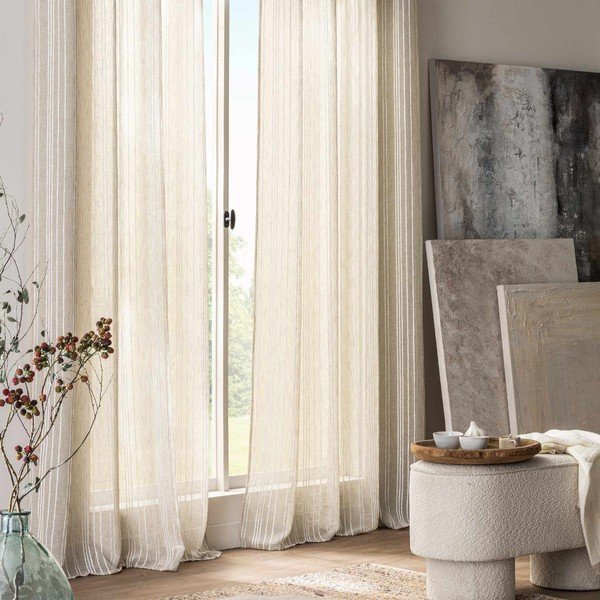 Krémszínű függöny 140x260 cm Zaho – douceur d'intérieur-image-1