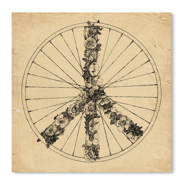 Peace & Bike bézs plakát, 42 x 30 cm - Americanflat