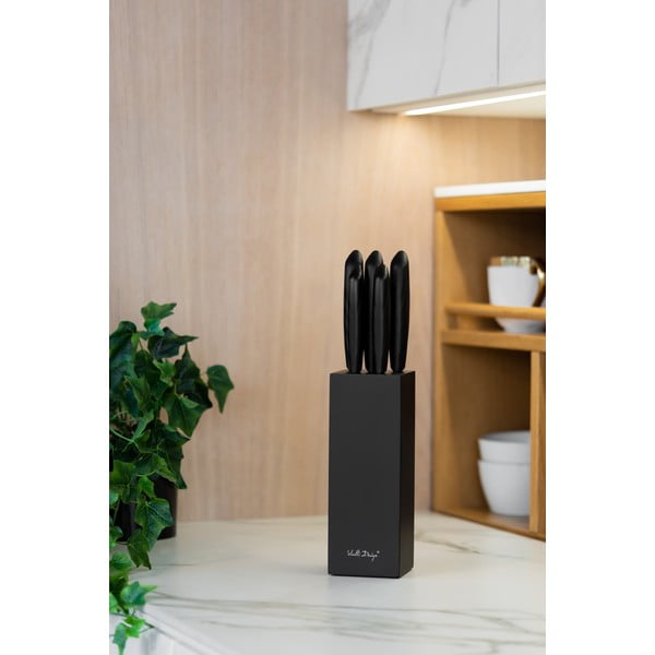 Caro 5 db-os késkészlet fekete tartóban - Vialli Design-image-1