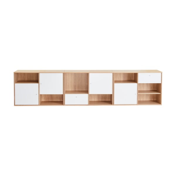 Fehér alacsony komód tölgyfa dekorral 267x61 cm Mistral - Hammel Furniture