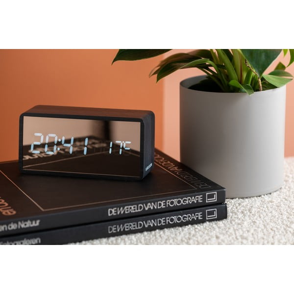 Mirror rézszínű LED ébresztőóra sötét fa dekorral - Karlsson-image-1