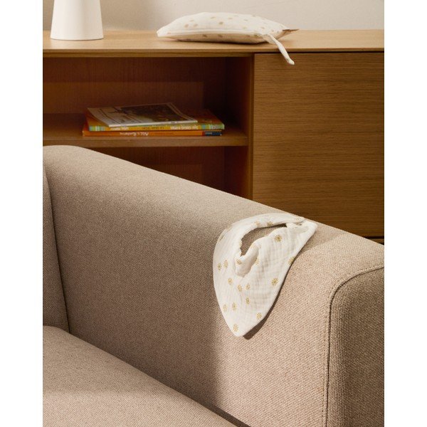 Krémszínű-terrakotta színű pamut nyálfogó készlet 2 db-os Olna – Kave Home-image-2