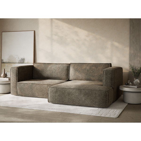 Barna zsenília kinyitható-tárolóhelyes sarokkanapé (jobb oldali-heverő résszel) Velto – Maison de Rêve-image-4