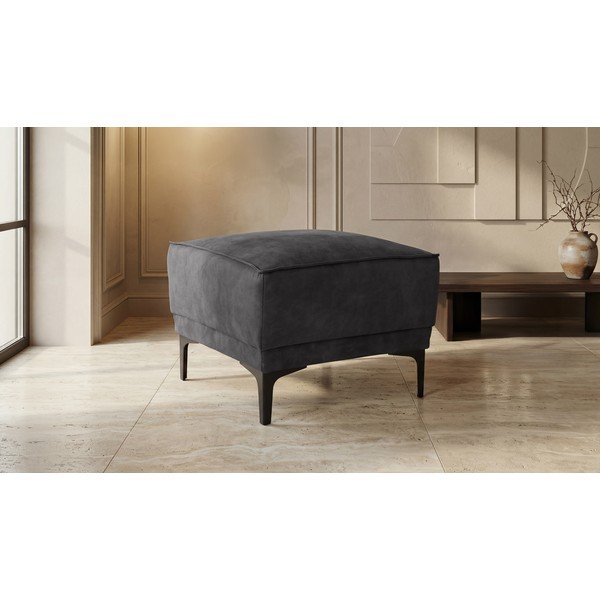 Antracitszürke bőrutánzat puff Copenhagen – Scandic-image-1