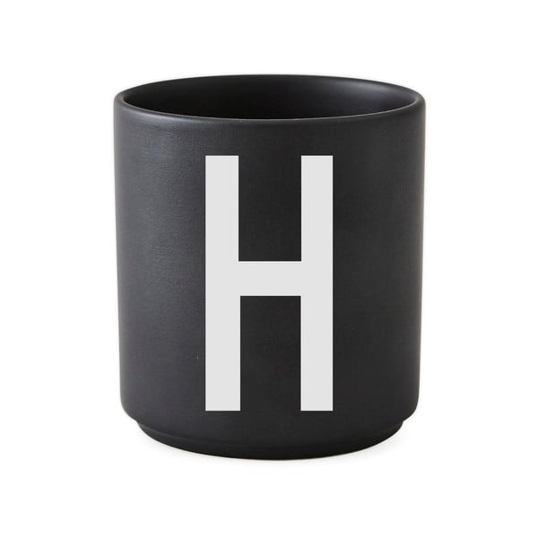 Alphabet H fekete porcelánbögre, 250 ml - Design Letters