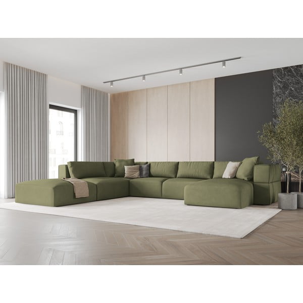 Világoszöld sarokkanapé (bal oldali-"U" alakú) Esther – Milo Casa-image-1