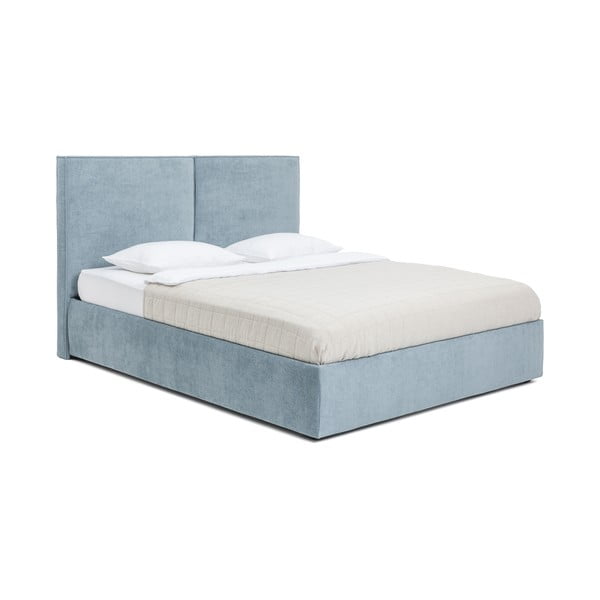 Kék kárpitozott ágyneműtartós franciaágy matraccal, ágyráccsal 180x200 cm Thessa Bold – Bonami Selection-image-3