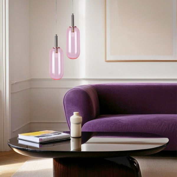 Lila LED függőlámpa üveg búrával ø 13 cm Fiuggi – Candellux Lighting-image-1