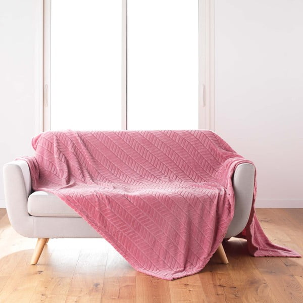 Rózsaszín mikroflanel ágytakaró 180x220 cm Arya – douceur d'intérieur