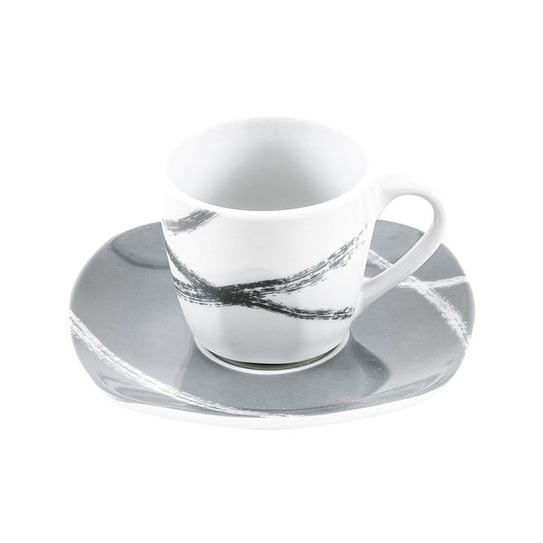 Sandy 6 db-os fehér-szürke porcelán csésze és csészealj szett - Villa Altachiara