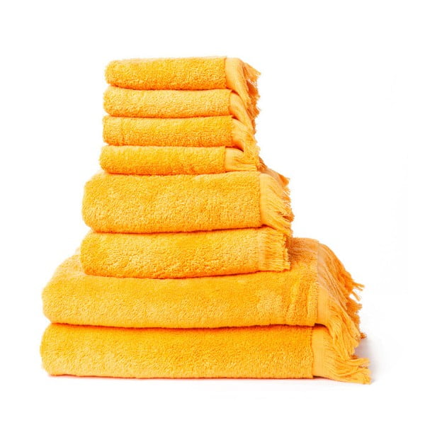 Basic 4 részes citromsárga fürdőlepedő és 2 részes törölköző szett tiszta pamutból - Casa Di Bassi