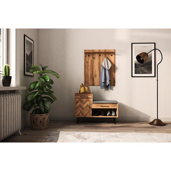 Szürke-natúr színű tölgyfa ülőkés cipőtartó Abies – The Beds-image-1