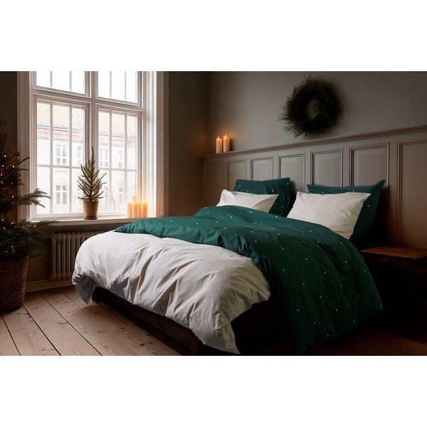 Bézs egyszemélyes pamut-perkál ágyneműhuzat 140x200 cm Christmas Fable – JUNA-image-1