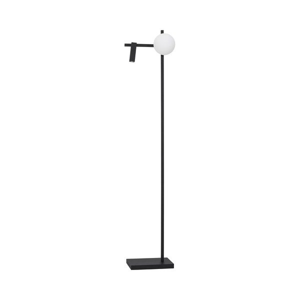Fehér-fekete fém LED állólámpa hajlítható szerkezettel üveg búrával (magasság 150 cm) Joline – Nova Luce