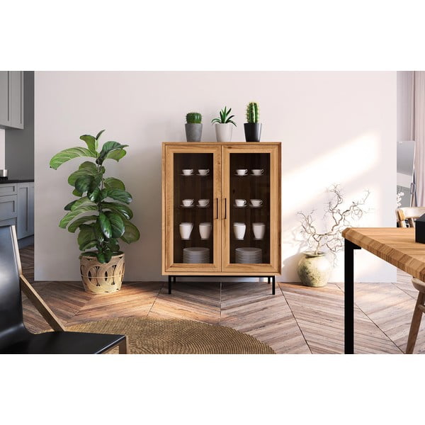 Natúr színű tölgyfa tálalószekrény 97x125 cm Abies – The Beds-image-4