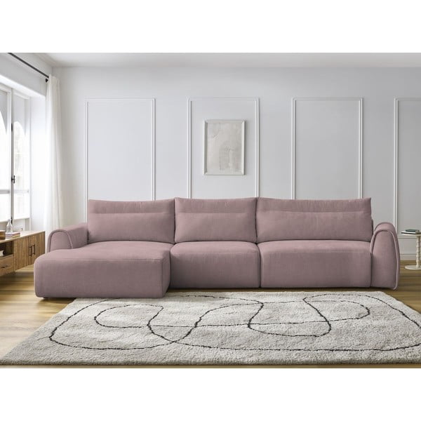 Világos rózsaszín sarokkanapé Aden – Bobochic Paris-image-1