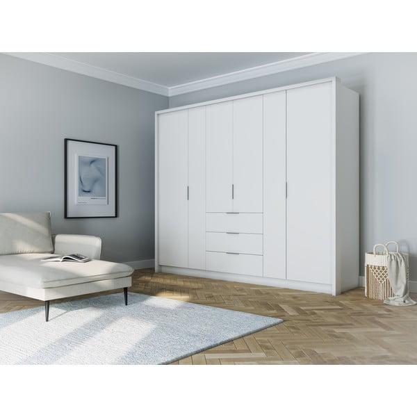 Fehér ruhásszekrény 255x217 cm Wells - Cosmopolitan Design-image-1