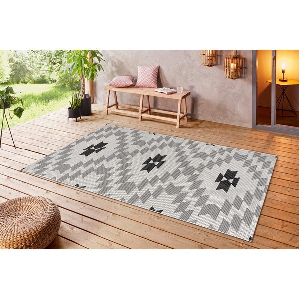 Geo fekete-fehér kültéri szőnyeg, 160x230 cm - Ragami-image-3