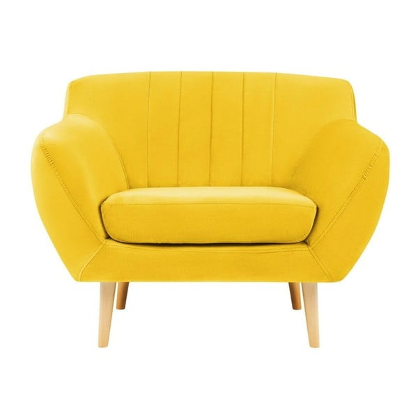 Sardaigne sárga bársony fotel - Mazzini Sofas