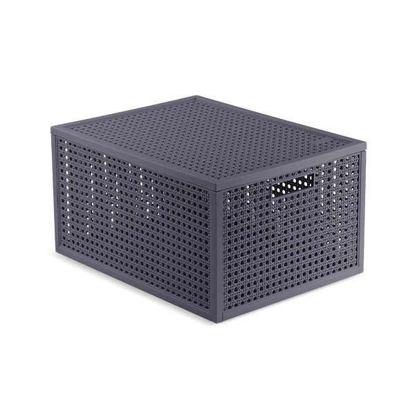 Sötétszürke fedeles újrahasznosított műanyag tárolódoboz 30x38x21 cm Kaya – Curver