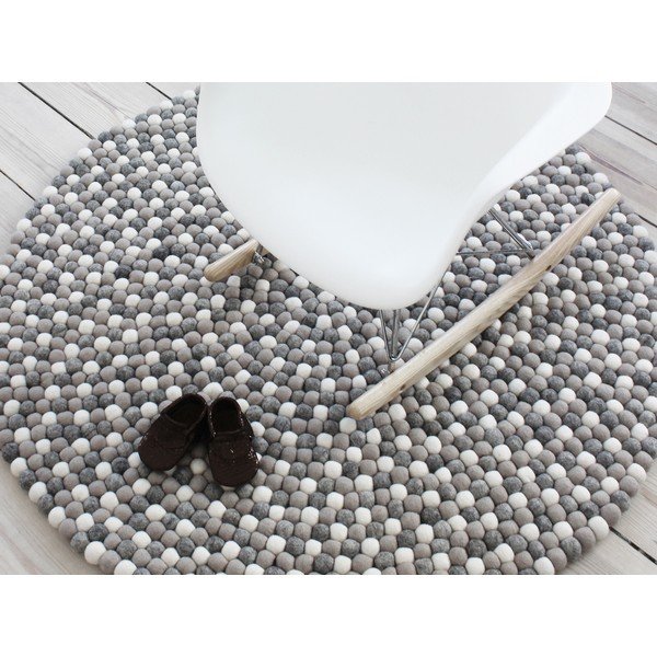 Ball Rugs világosszürke gyapjú golyószőnyeg, ⌀ 120 cm - Wooldot-image-2