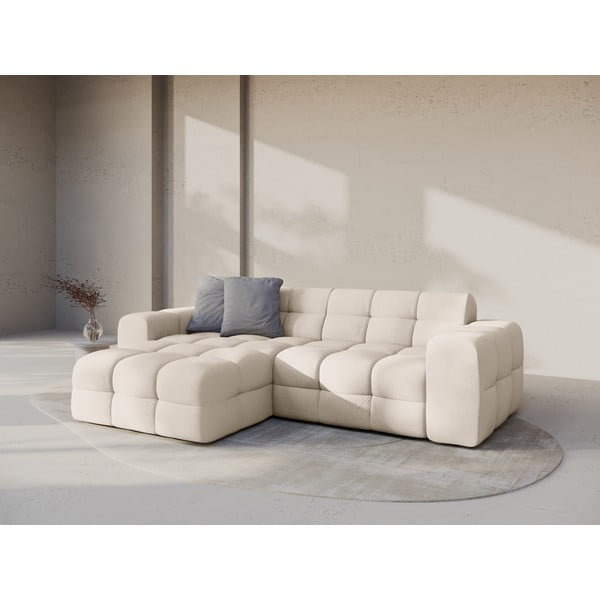 Bézs sarokkanapé (bal oldali-heverő résszel) Kendal – Micadoni -image-1