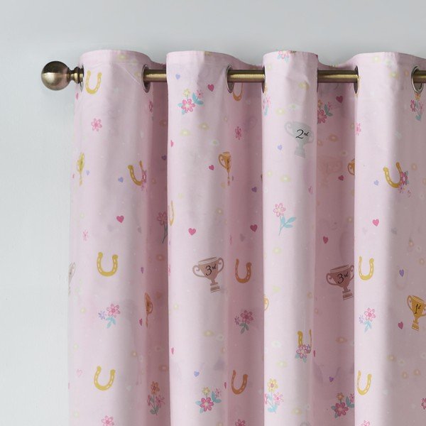 Krémszínű gyerek függöny 2 db-os 168x183 cm Happy Horses – Catherine Lansfield-image-1