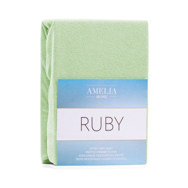 Ruby Light Green világoszöld kétszemélyes gumis lepedő, 200-220 x 200 cm - AmeliaHome-image-1