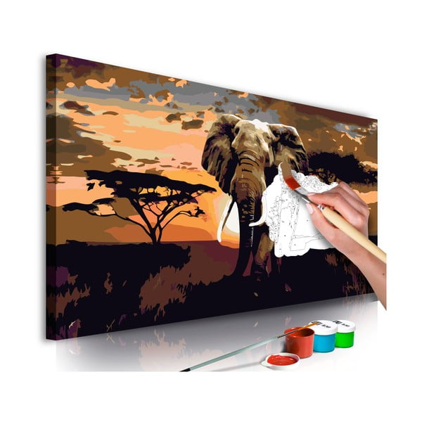 Elephant Africa DIY készlet, saját vászonkép festése, 80 x 40 cm - Artgeist