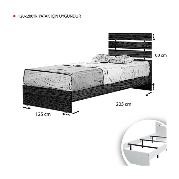 Natúr színű egyszemélyes ágy 120x200 cm Fuga – Kalune Design-image-3