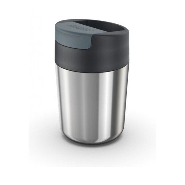 Sötétkék-fényes ezüstszínű utazóbögre 340 ml Sipp – Joseph Joseph