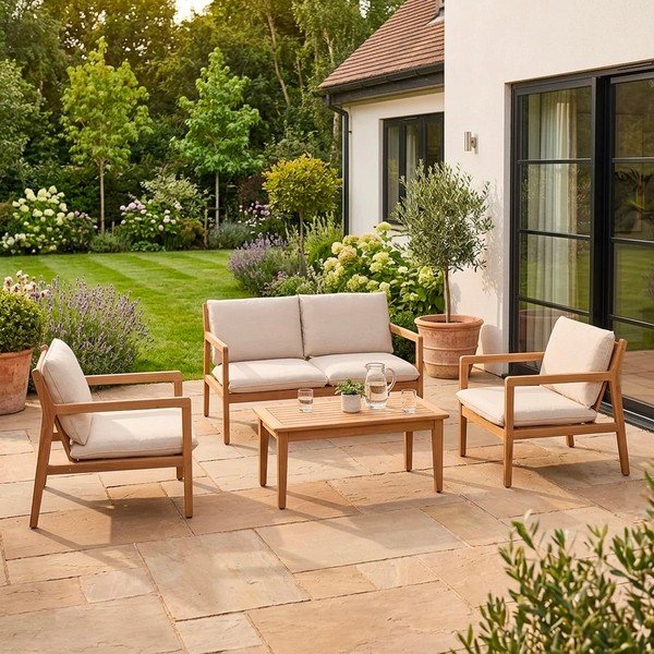 Natúr színű akácfa négyszemélyes kerti lounge szett Danubio – Bizzotto-image-1