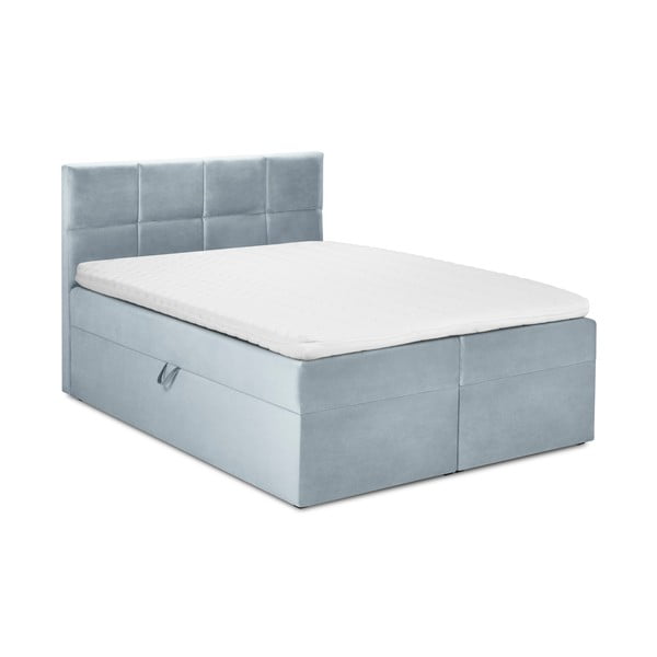 Mimicry halványkék bársony kétszemélyes ágy, 160 x 200 cm - Mazzini Beds