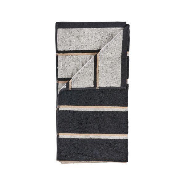 Fekete-világosszürke pamut törölköző 50x100 cm Sauna – Zone