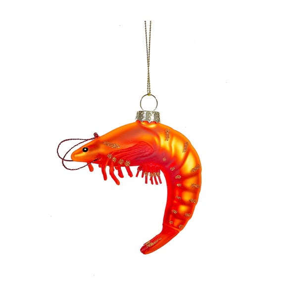 Üveg kézzel készített karácsonyfadísz 8 cm King Prawn – Sass & Belle