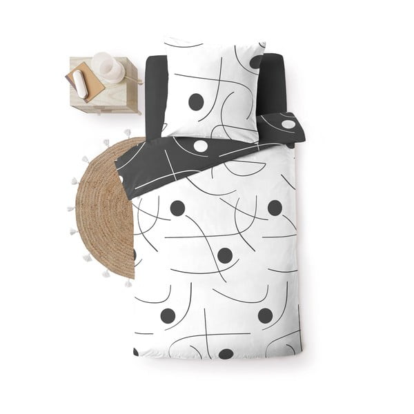 Fehér-sötétszürke egyszemélyes mikroszálas ágyneműhuzat 140x200 cm Sonate – douceur d'intérieur-image-2