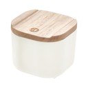 Eco fehér tárolódoboz paulownia fa fedéllel, 9 x 9 cm - iDesign